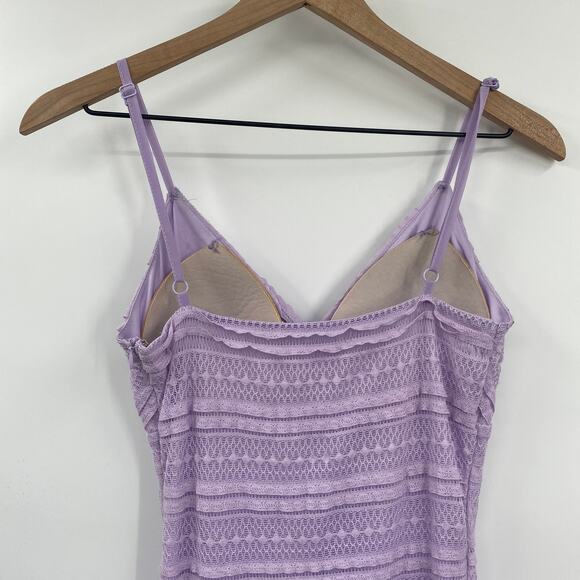 Superdown Carissa Mini Dress Bodycon Crochet Lace Surplice V Neck Lavender Small - Picture 6 of 10